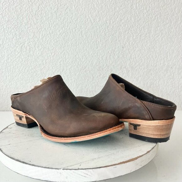 Lane Plain Jane Mule Womens 7.5 Brown Leather Cowboy Boots Short Western Cowgirl - Picture 13 of 13